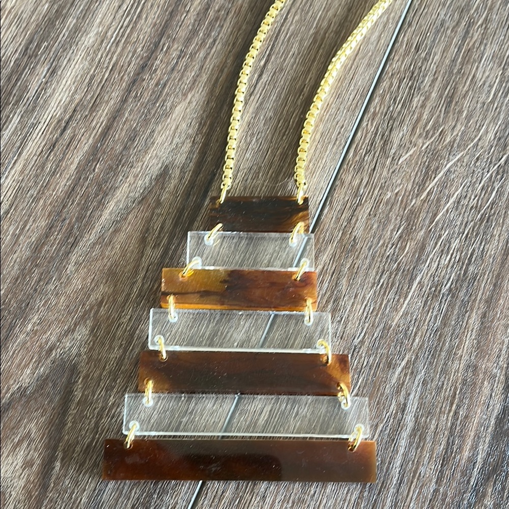 Geometric Brown and Gold Necklace
